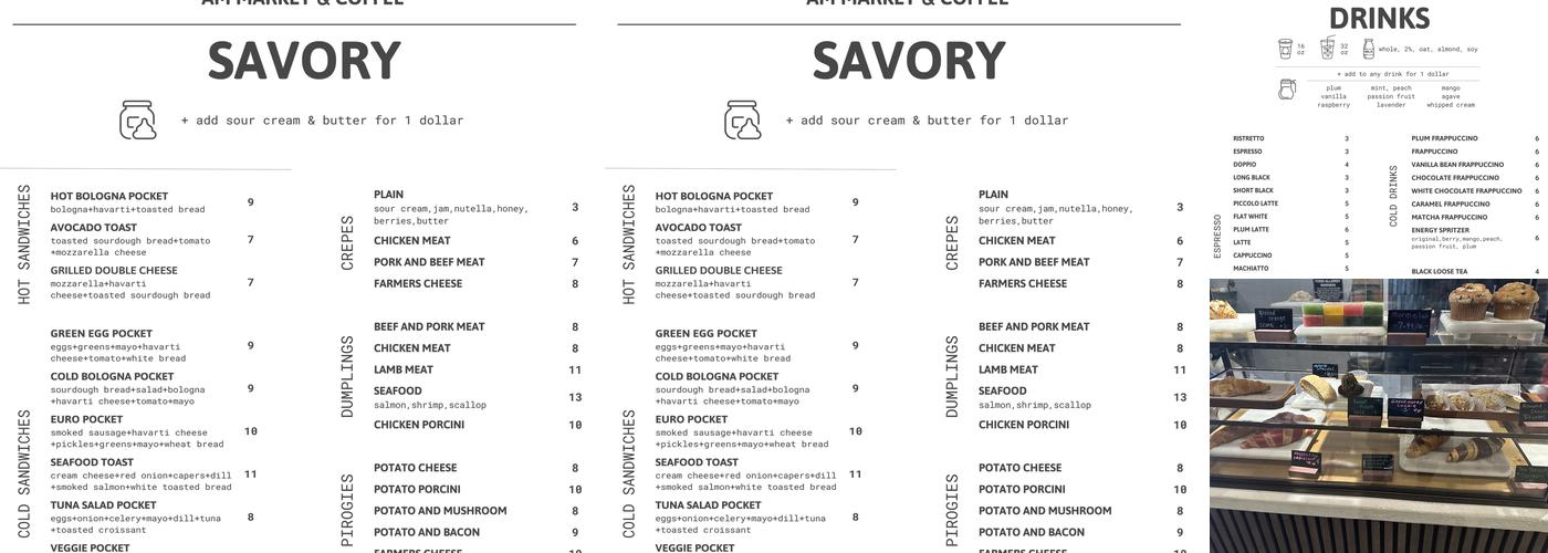 AM Market & Coffee Menu