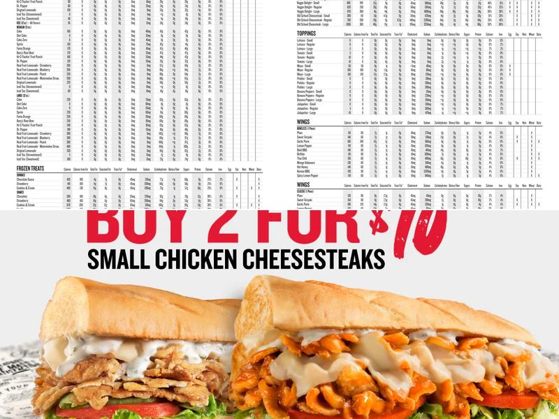 Charleys Cheesesteaks and Wings Menu