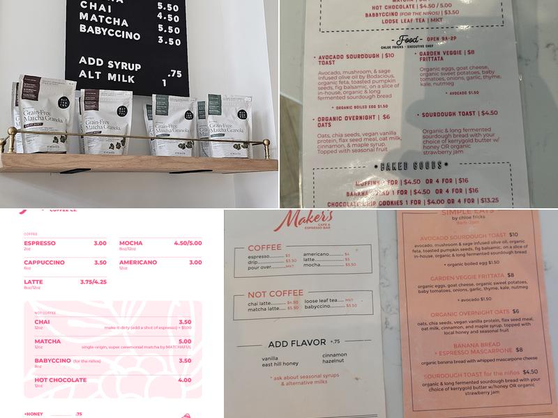 Maker's Cafe & Espresso Bar Menu