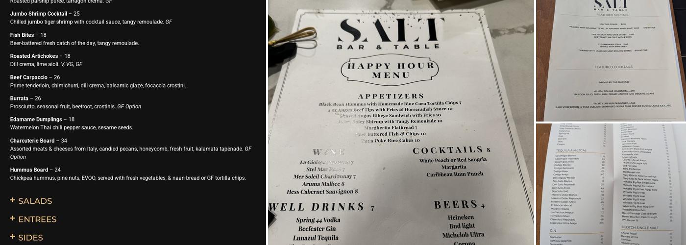 SALT Bar & Table Menu