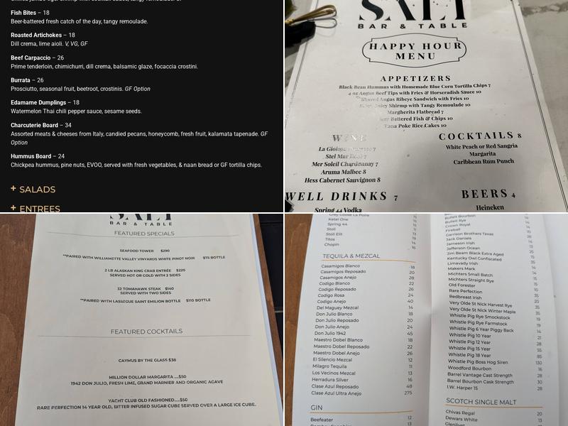 SALT Bar & Table Menu