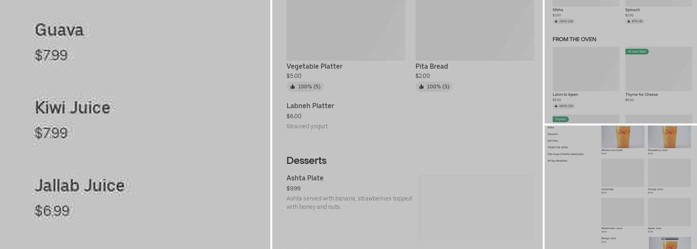 Bayti Cafe / Lebanese Bakery & Sweets Menu