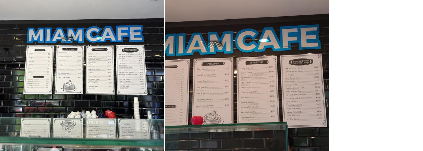 Miam Cafe - Coral Gables Menu