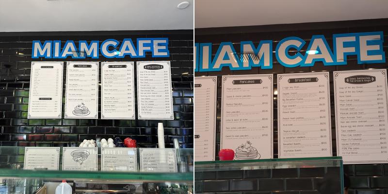 Miam Cafe - Coral Gables Menu