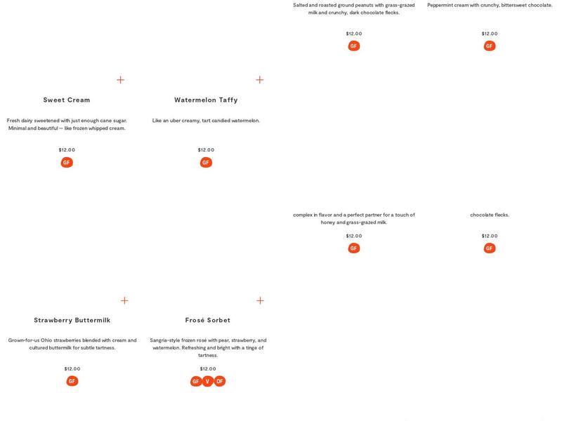 Jeni's Splendid Ice Creams Menu