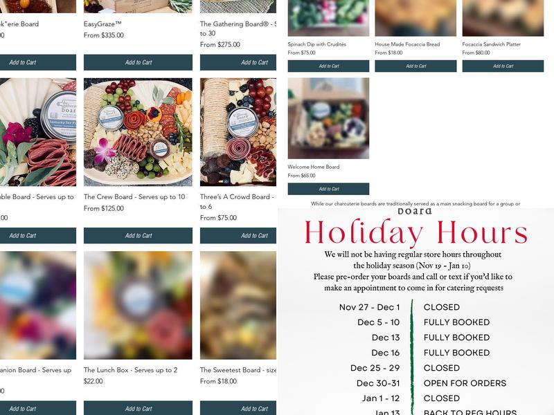 The Gathering Board Co ® Menu