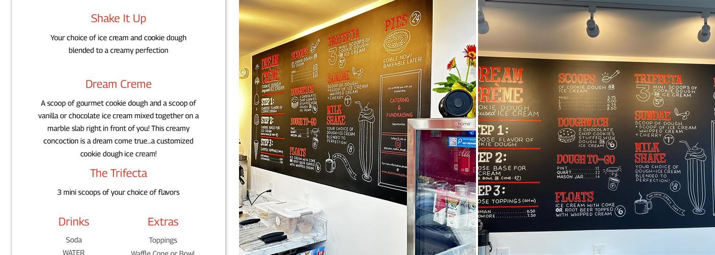 Alumni Cookie Dough Menu