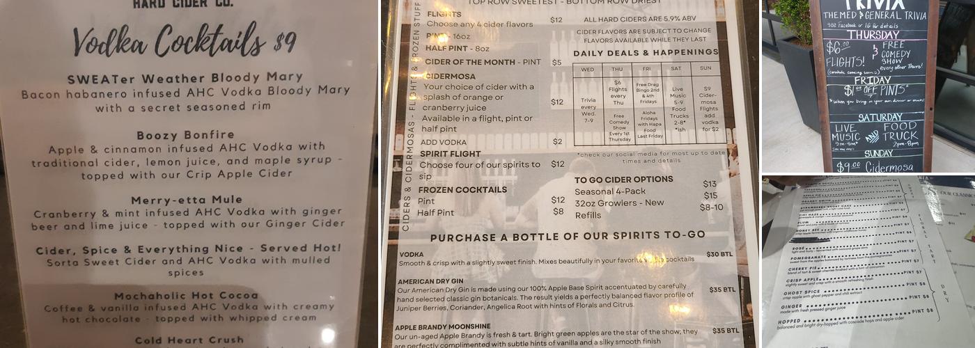 Atlanta Hard Cider & Distillery Menu