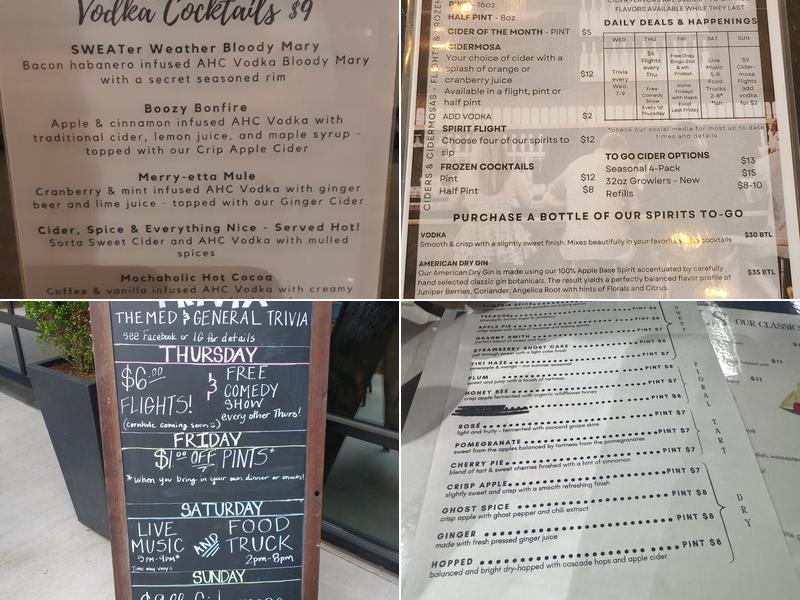 Atlanta Hard Cider & Distillery Menu