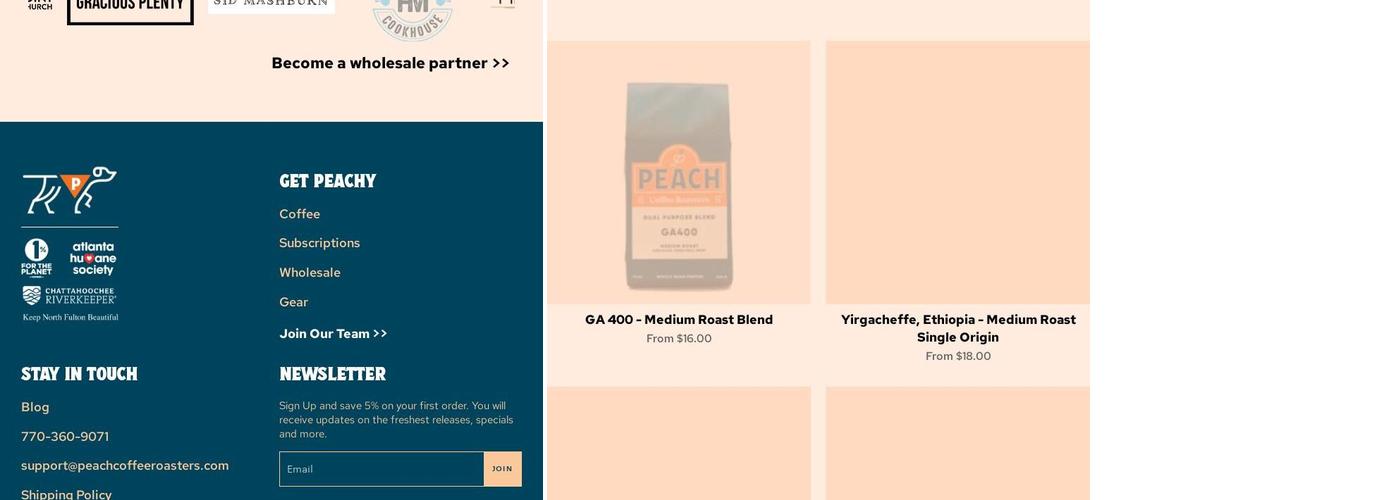 Peach Coffee Roasters - Prominence Tower Menu