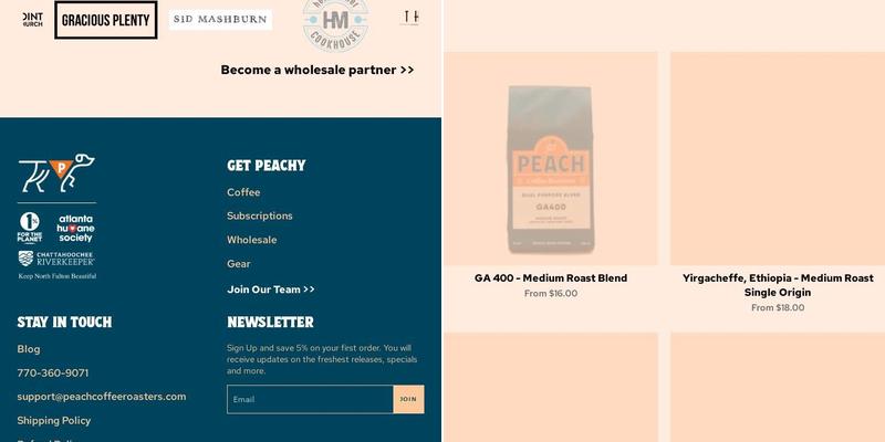 Peach Coffee Roasters - Prominence Tower Menu