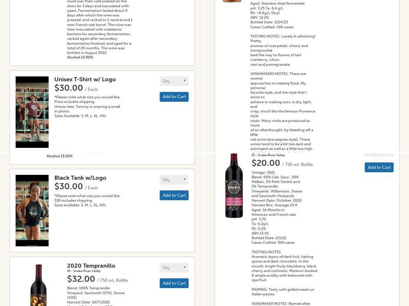 Indian Creek Winery Menu