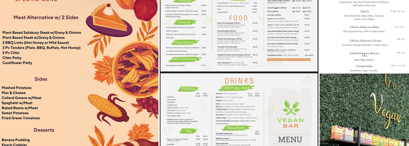 Vegan Bar Menu