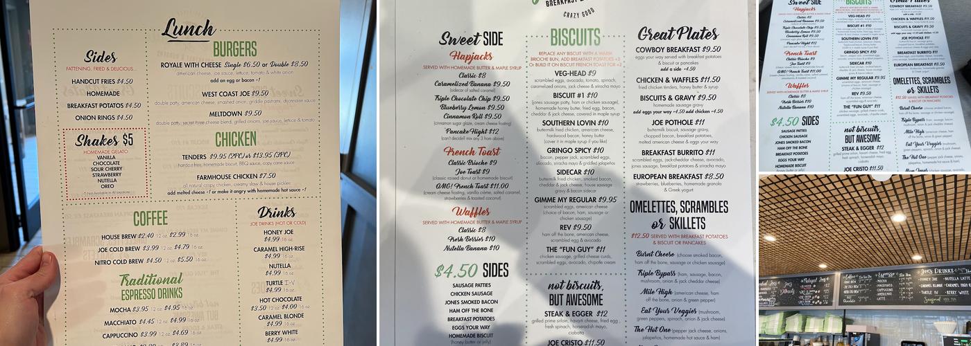 Joe Donut Menu