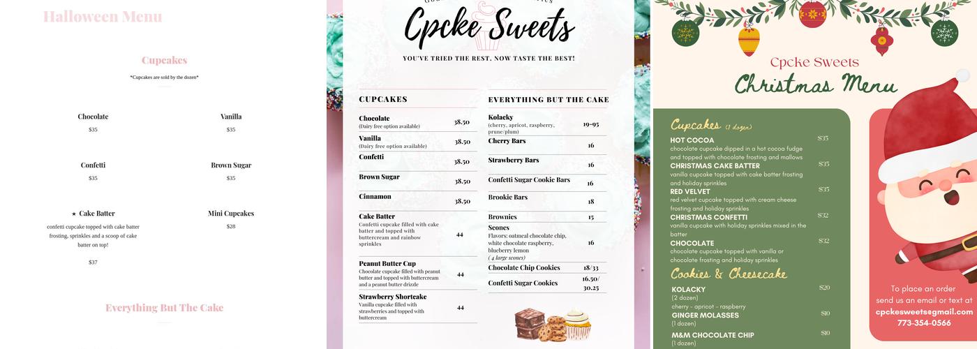 Cpcke Sweets Menu