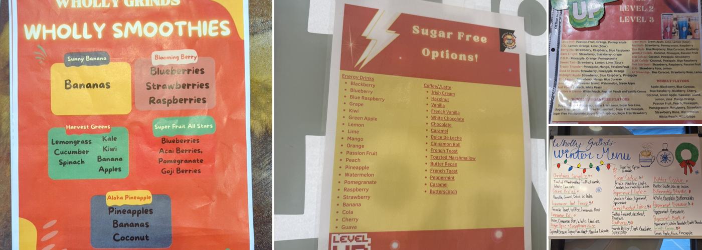 WHOLLY GRINDS Coffee Shop Menu