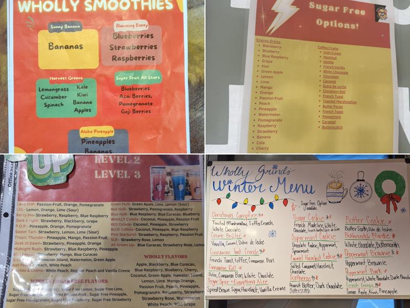 WHOLLY GRINDS Coffee Shop Menu