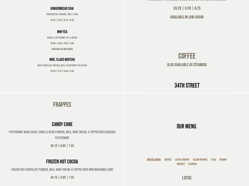 Carter’s Coffee Bar Menu