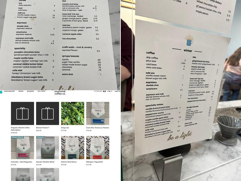 Illumine Coffee - Nora Menu