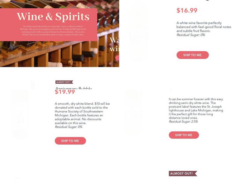 Lazy Ballerina Winery Bridgman Tasting Room Menu