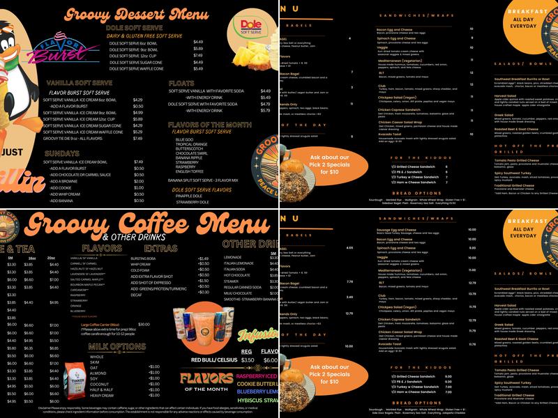 The Groovy Cat Cafe Menu