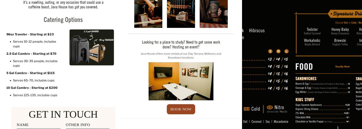 Java House (Carmel Library) Menu