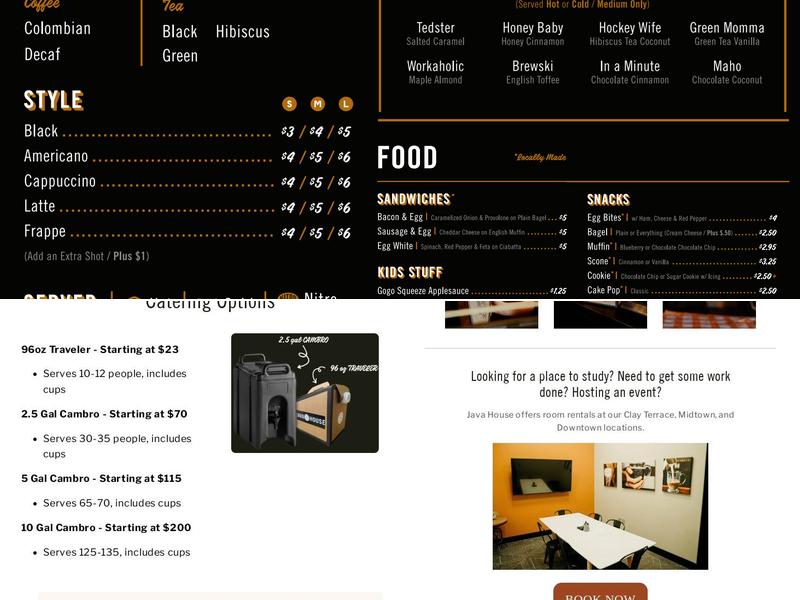 Java House (Carmel Library) Menu