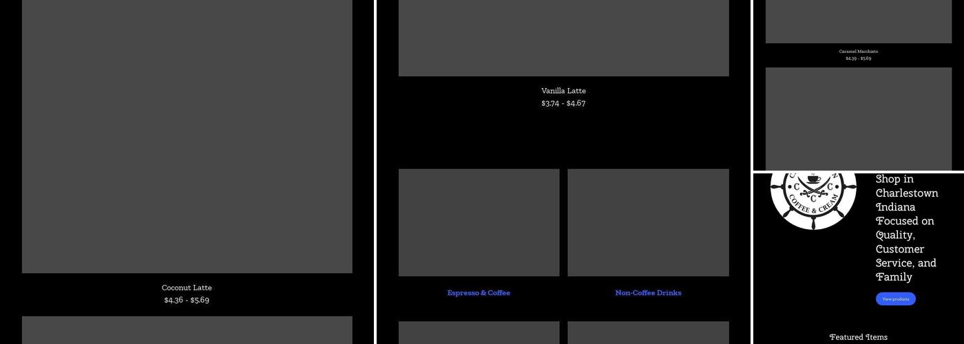 Charlestown Coffee & Cream Menu
