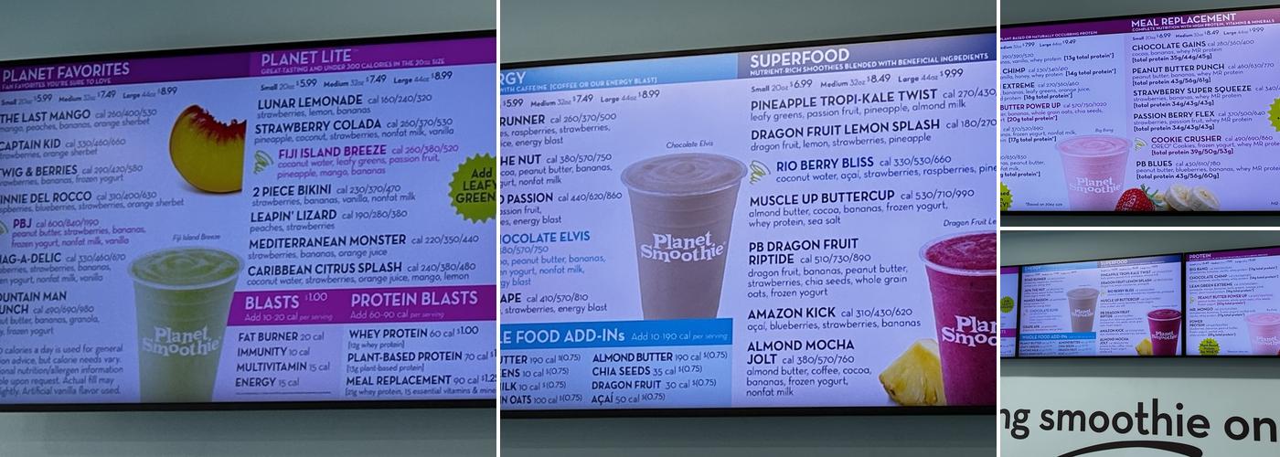 Planet Smoothie Menu