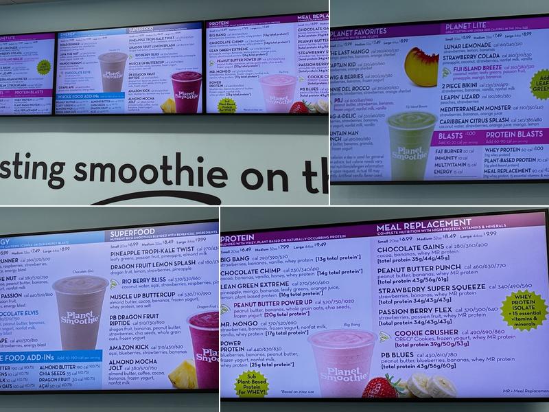 Planet Smoothie Menu