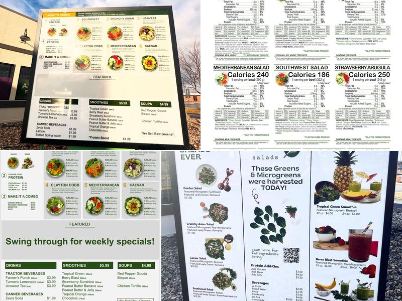 Clayton Farms Salads Menu