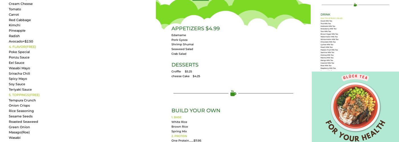 Glück Tea Menu