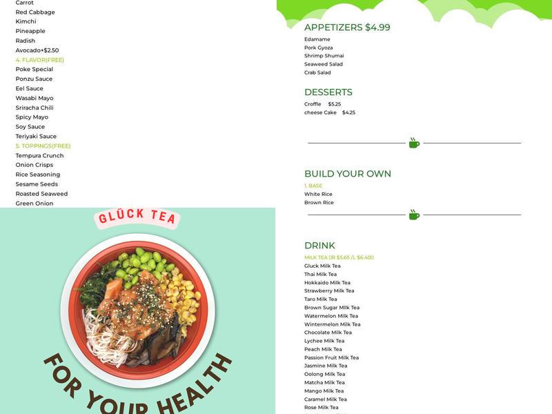 Glück Tea Menu