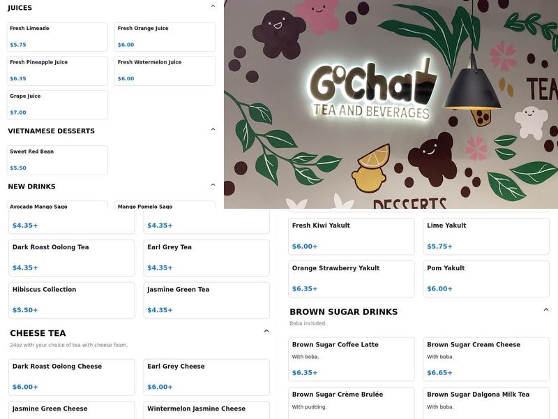 Gocha Shawnee Menu