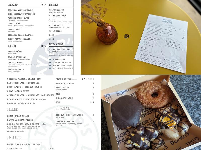 Taylor's Donuts Menu