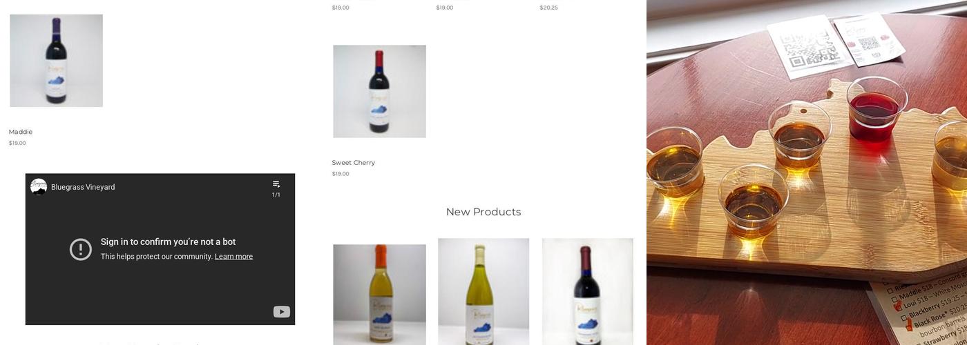 Bluegrass Vineyard Menu
