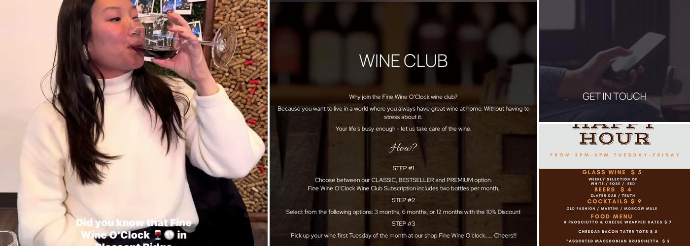 Fine Wine O'Clock Menu