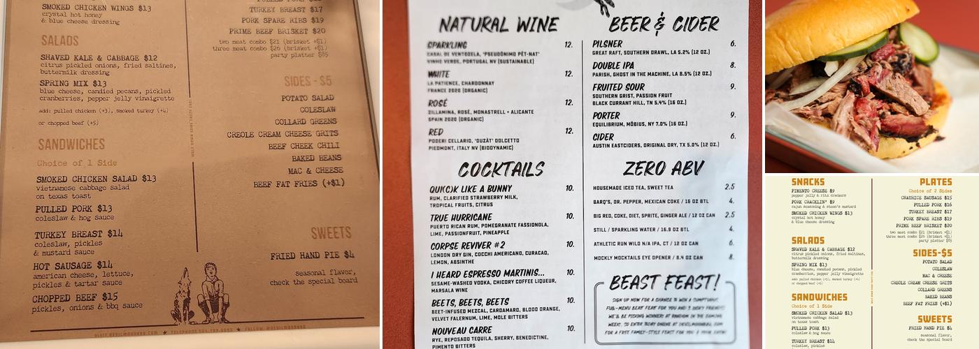 Devil Moon Barbecue Menu