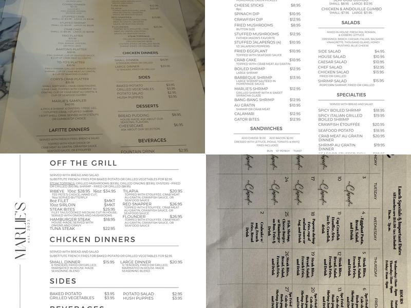 Marlie's Restaurant Menu
