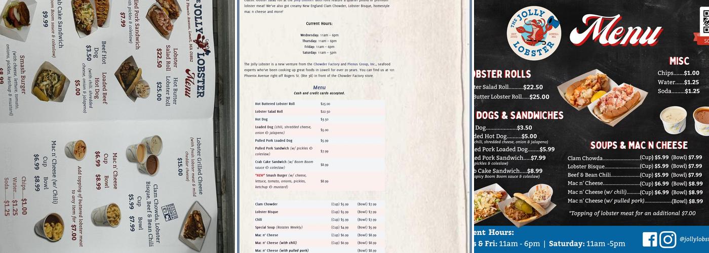 The Jolly Lobster Menu