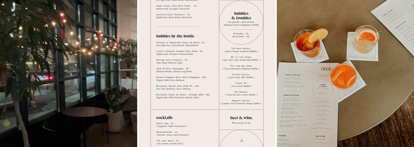 Pursuit of Happiness Co. Menu