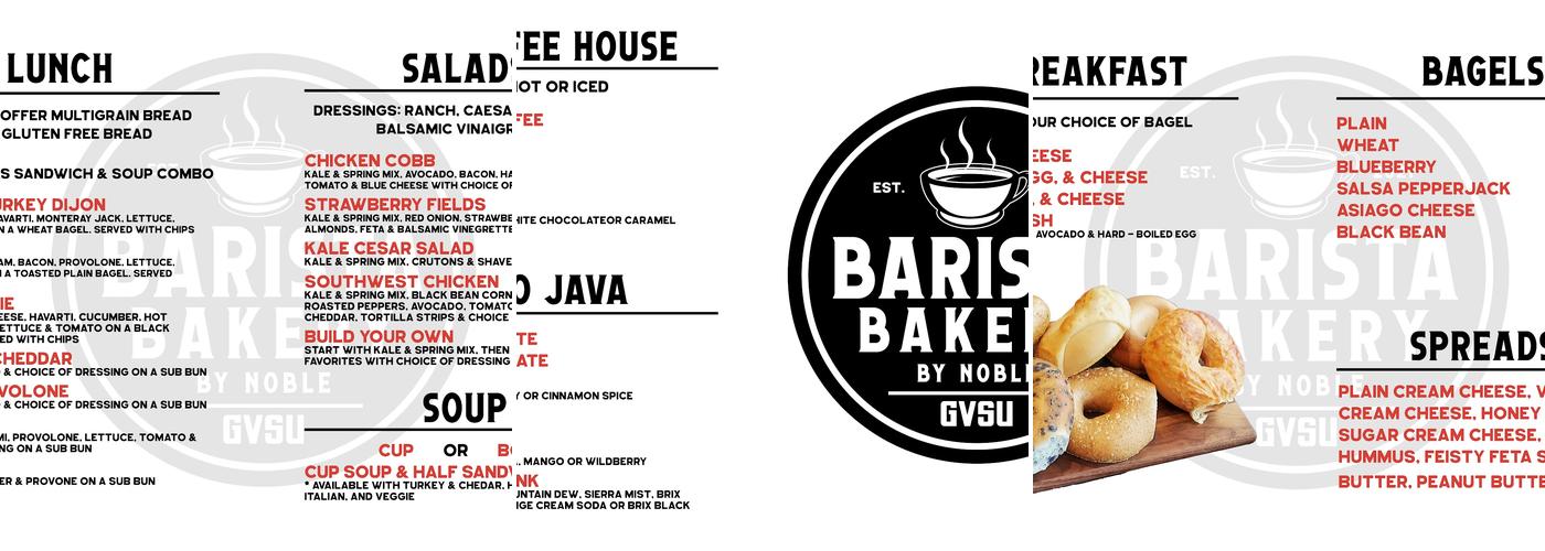 Barista Bakery Menu