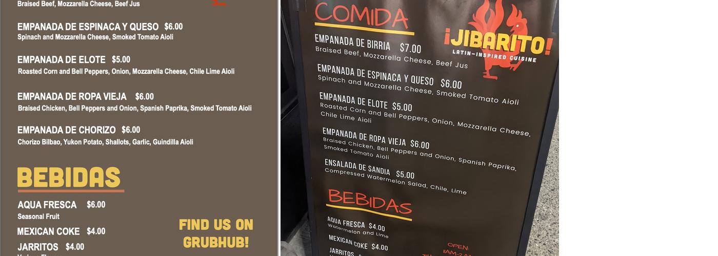 Jibarito! Menu