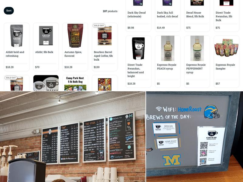 M-36 Coffee Roasters Cafe Menu