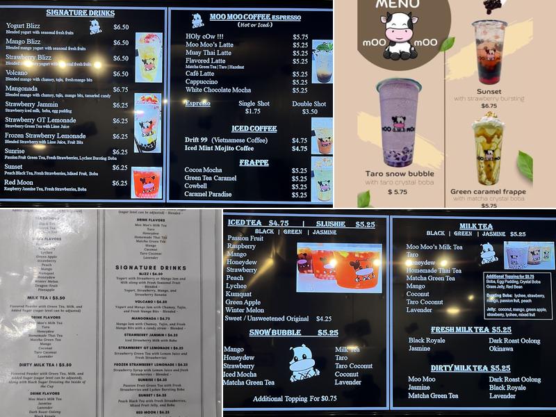 Moo Moo Bubble Tea House Menu