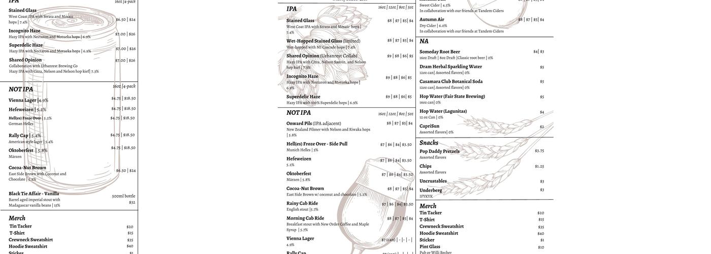 Someday Brewing Menu