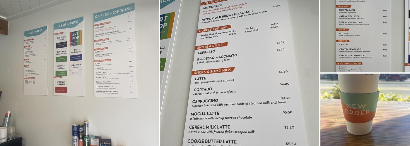 New Order Coffee Roasters Menu