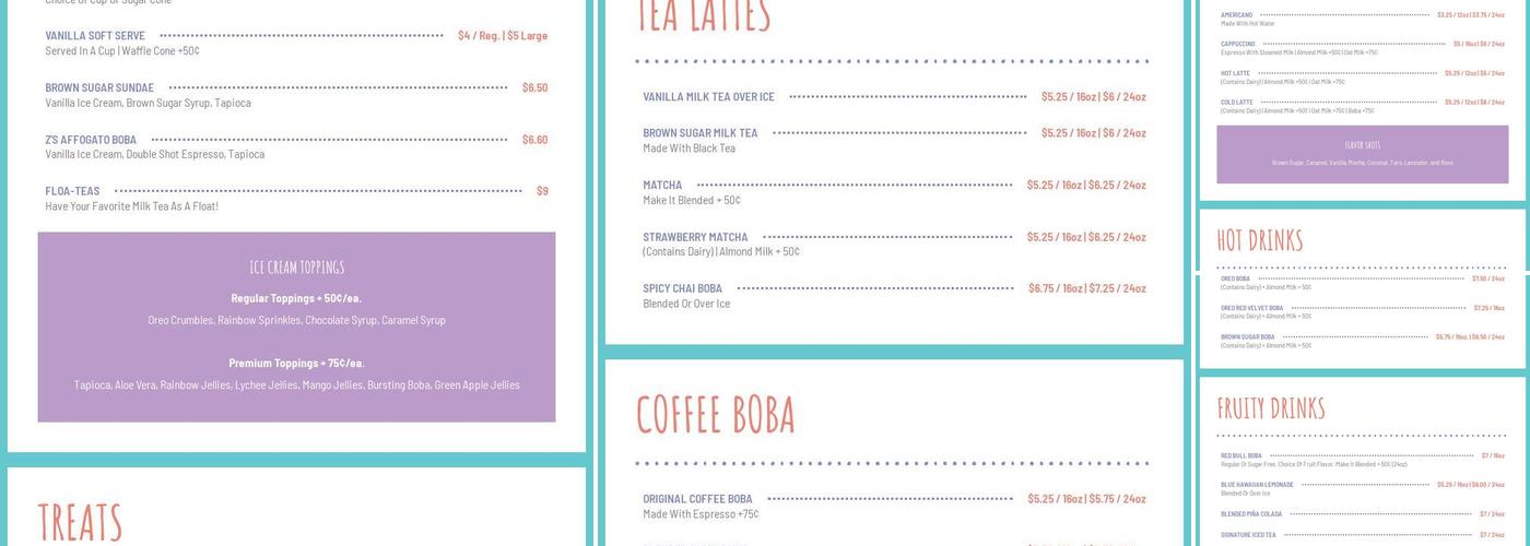 Z's Bubble Tea Dearborn Hts. West Menu