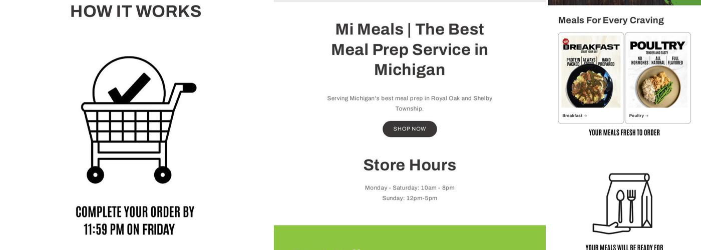 Mi Meals Menu