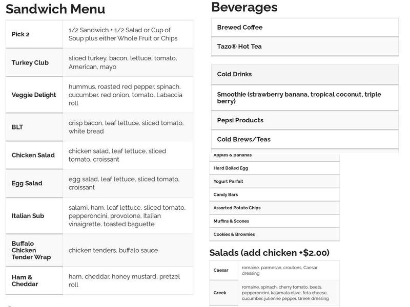Reflections Café Menu